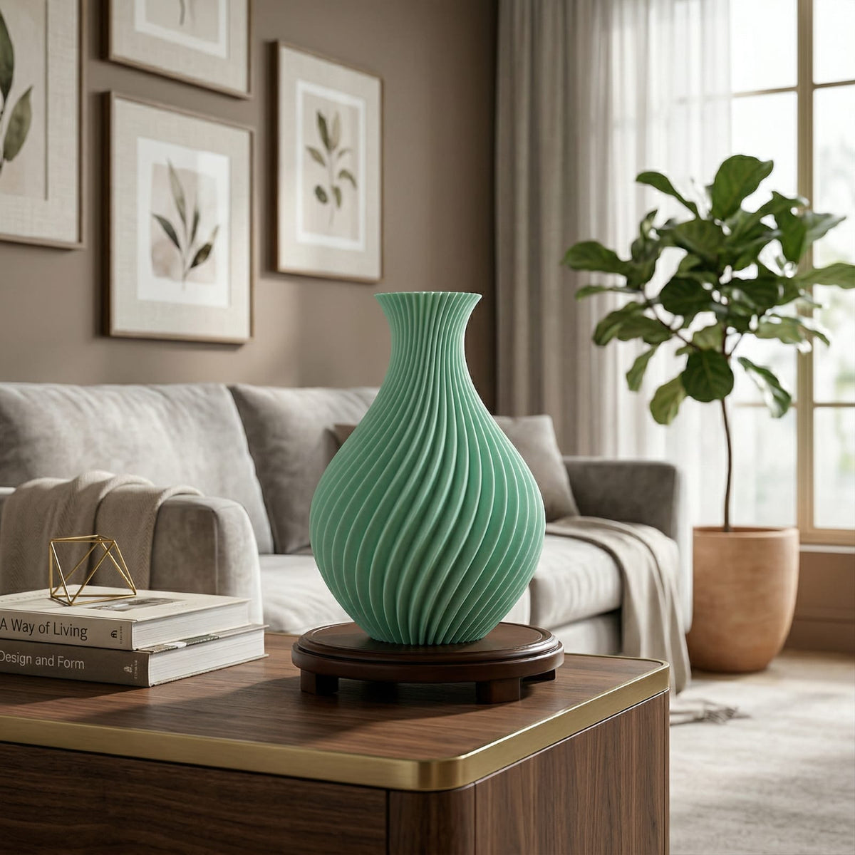 Vase décoratif texturé rétro vert