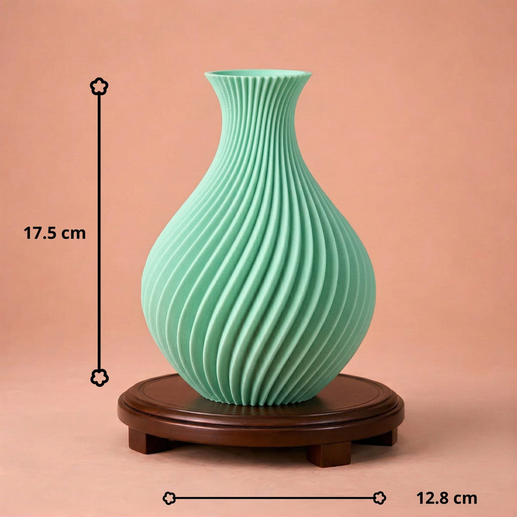 Vase décoratif texturé rétro vert