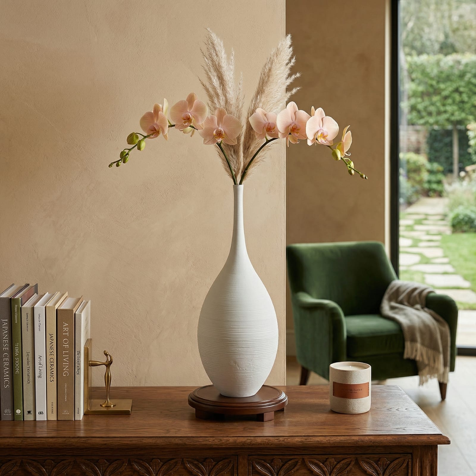 Vase design blanc en céramique Image
