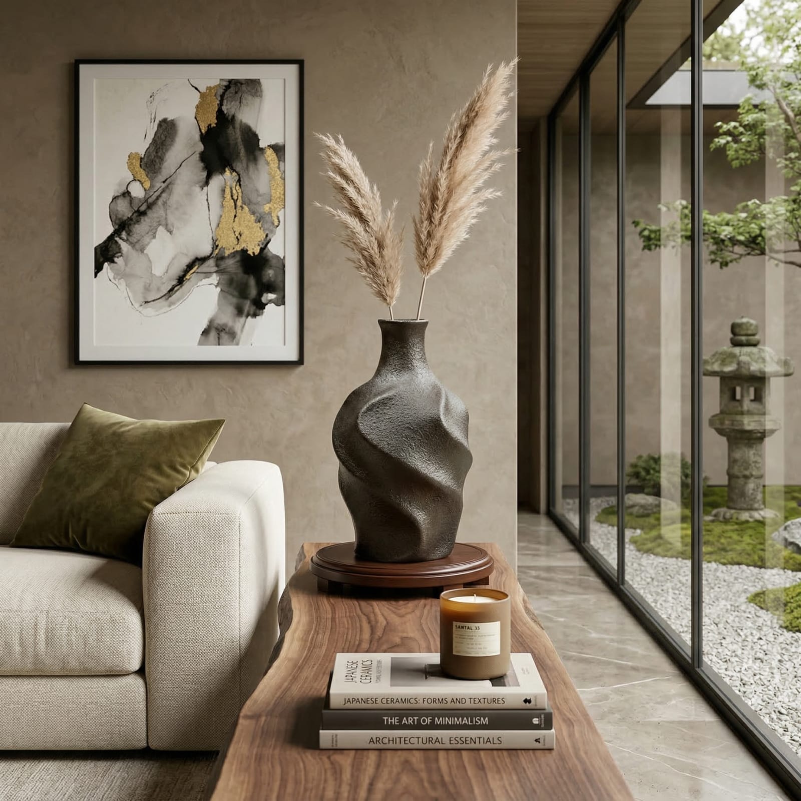 Vase design japonais en terre cuite Image