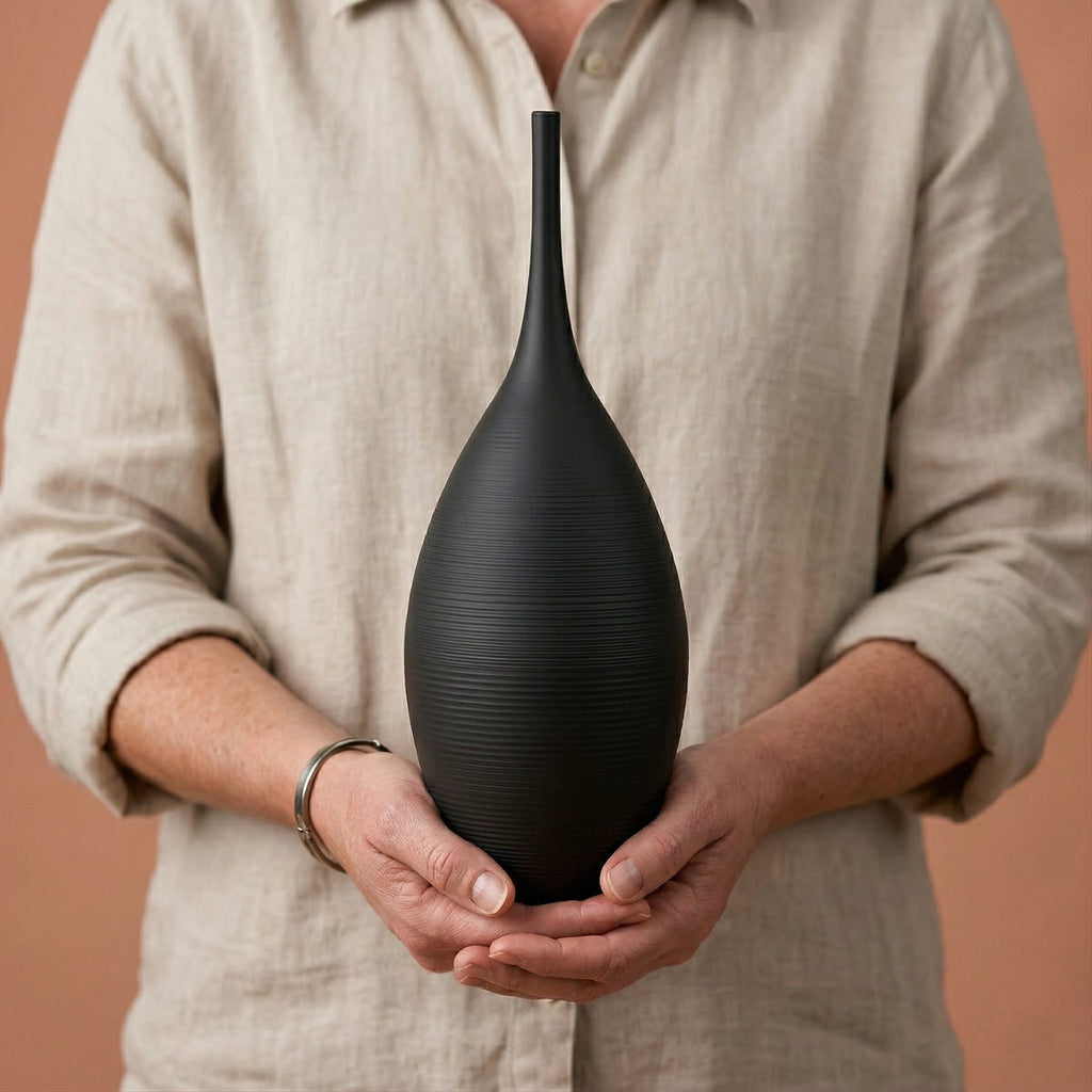 Vase design noir en céramique