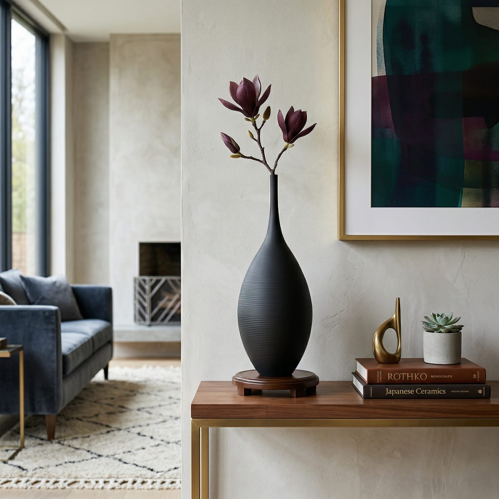 Vase design noir en céramique Image
