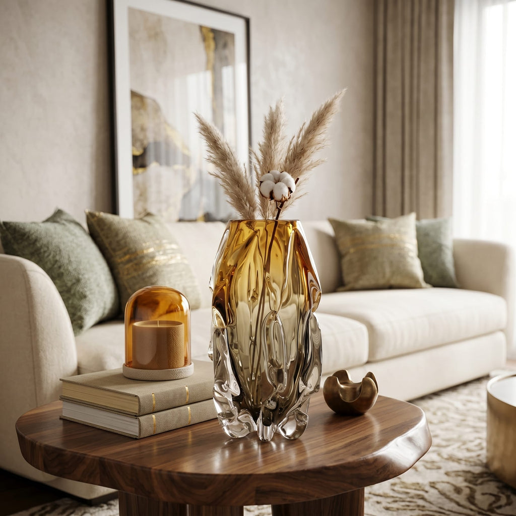 Vase design original en verre de cristal