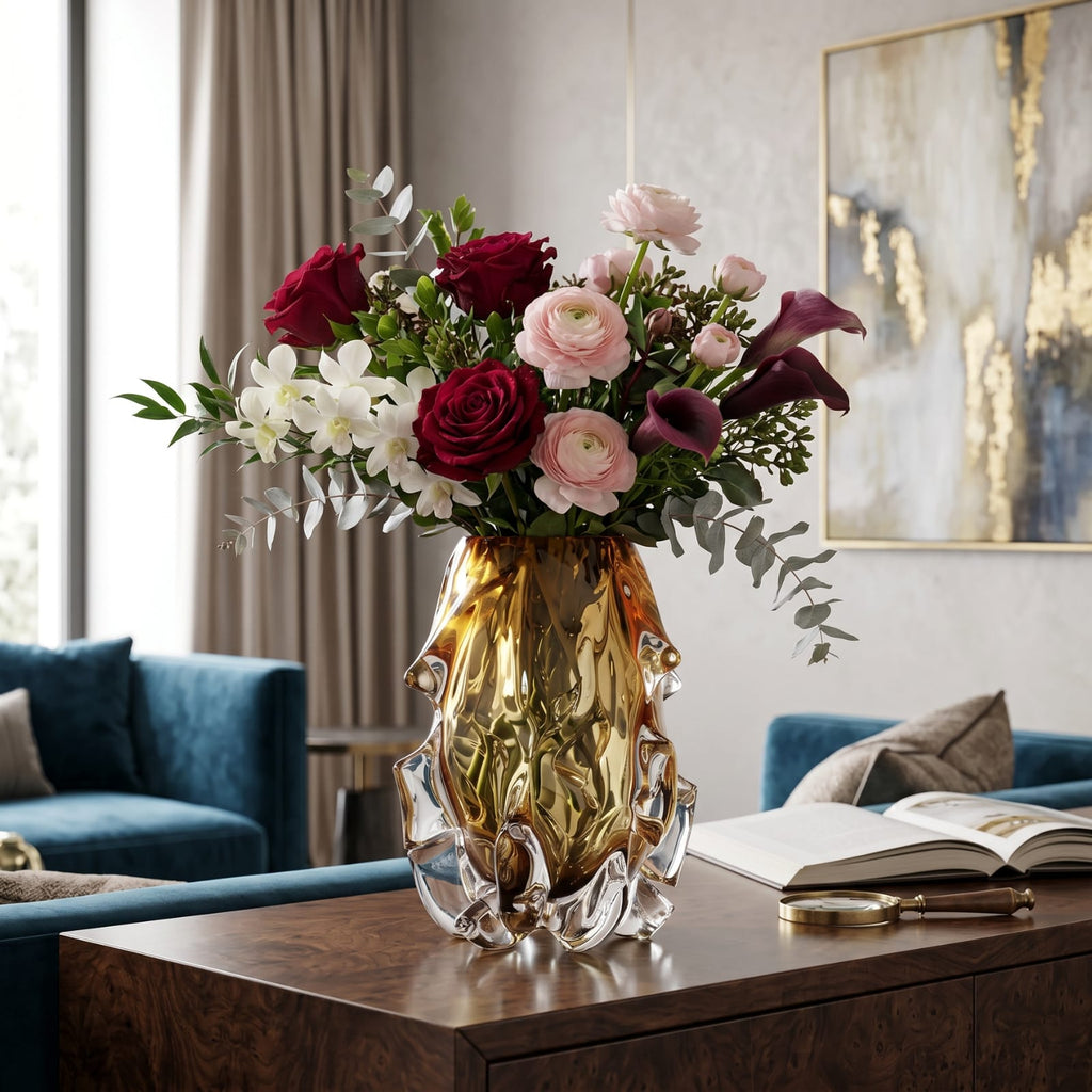 Vase design original en verre de cristal