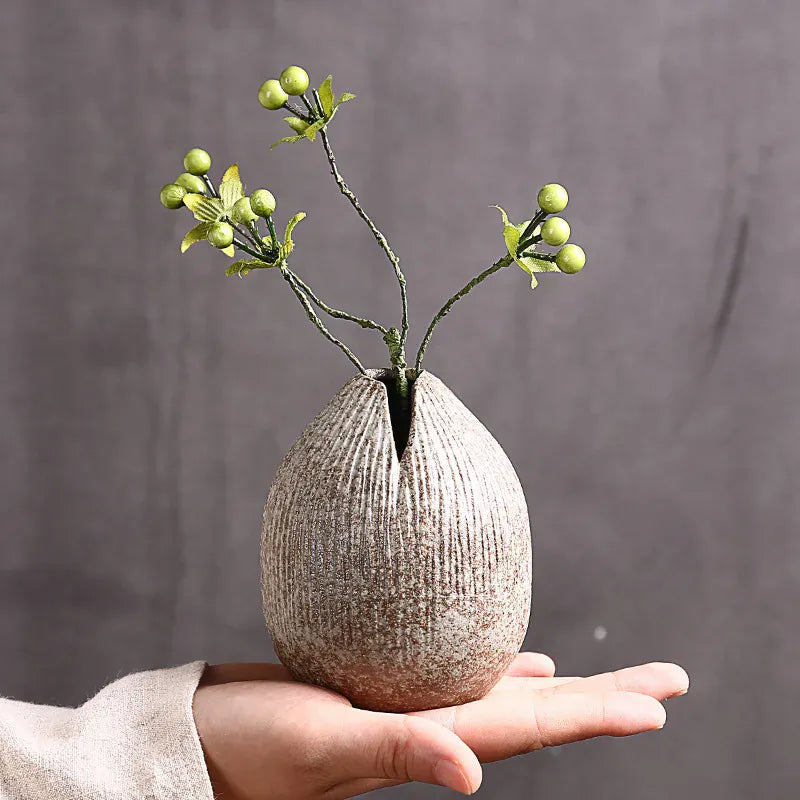 Vase du japon en terre cuite – forme galet texturée