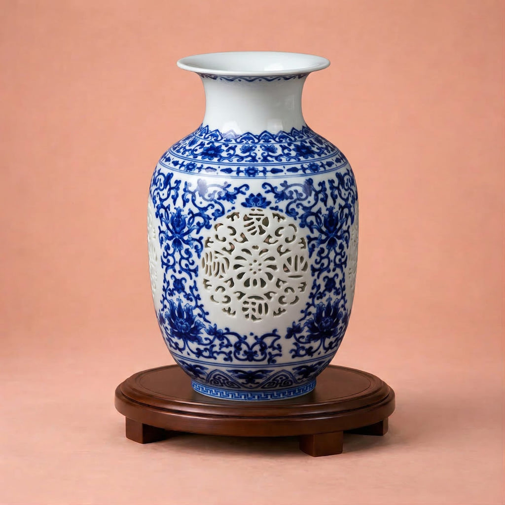 Vase en céramique bleu