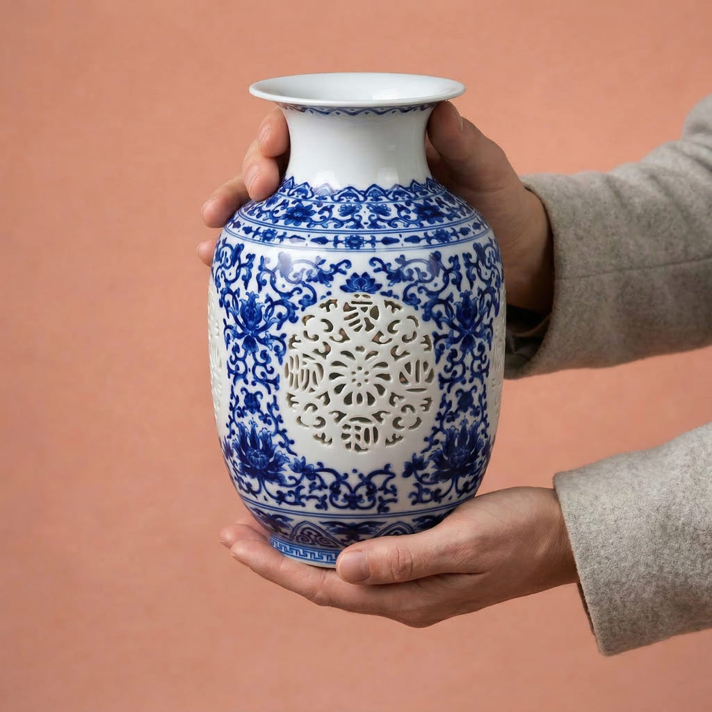 Vase en céramique bleu