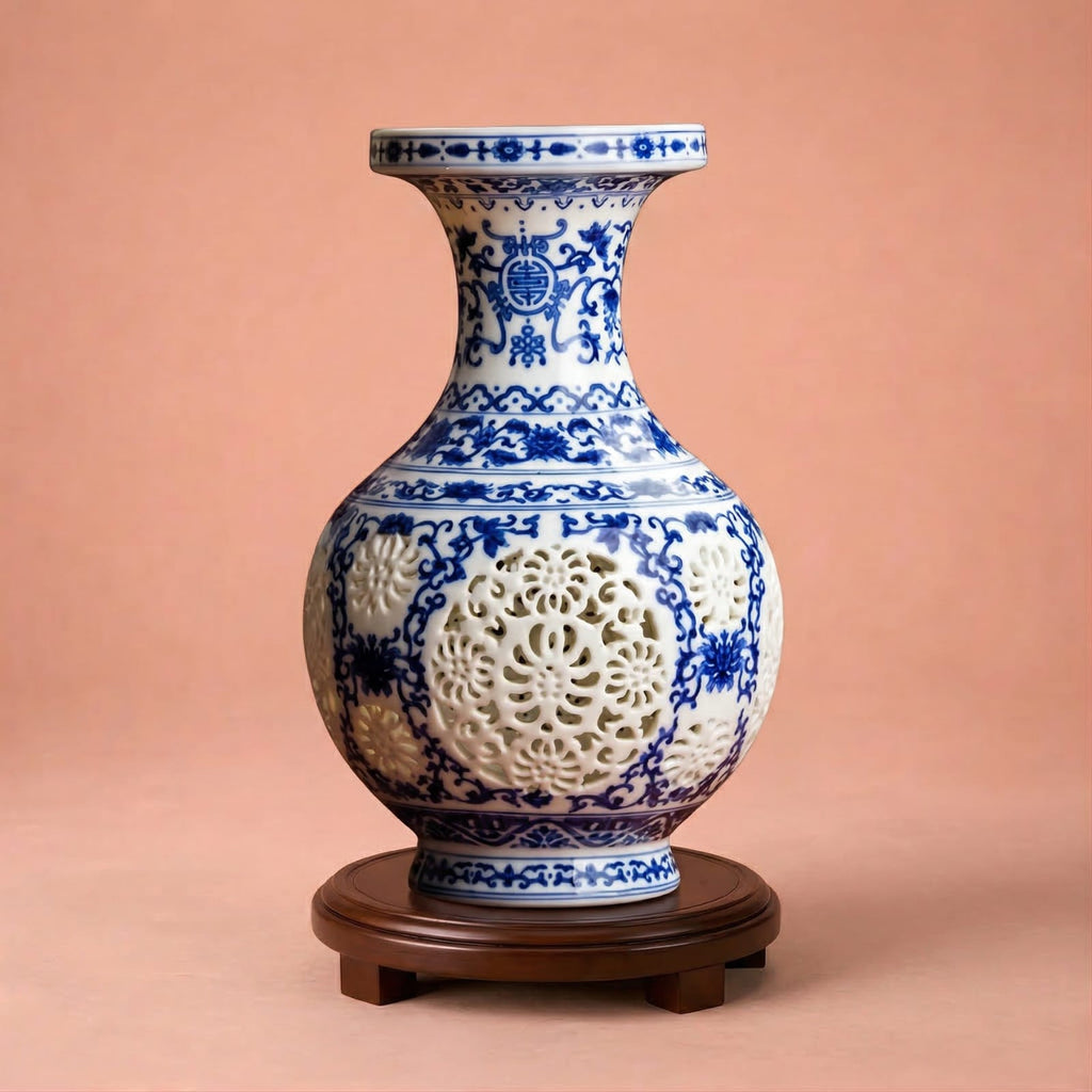Vase en céramique bleu