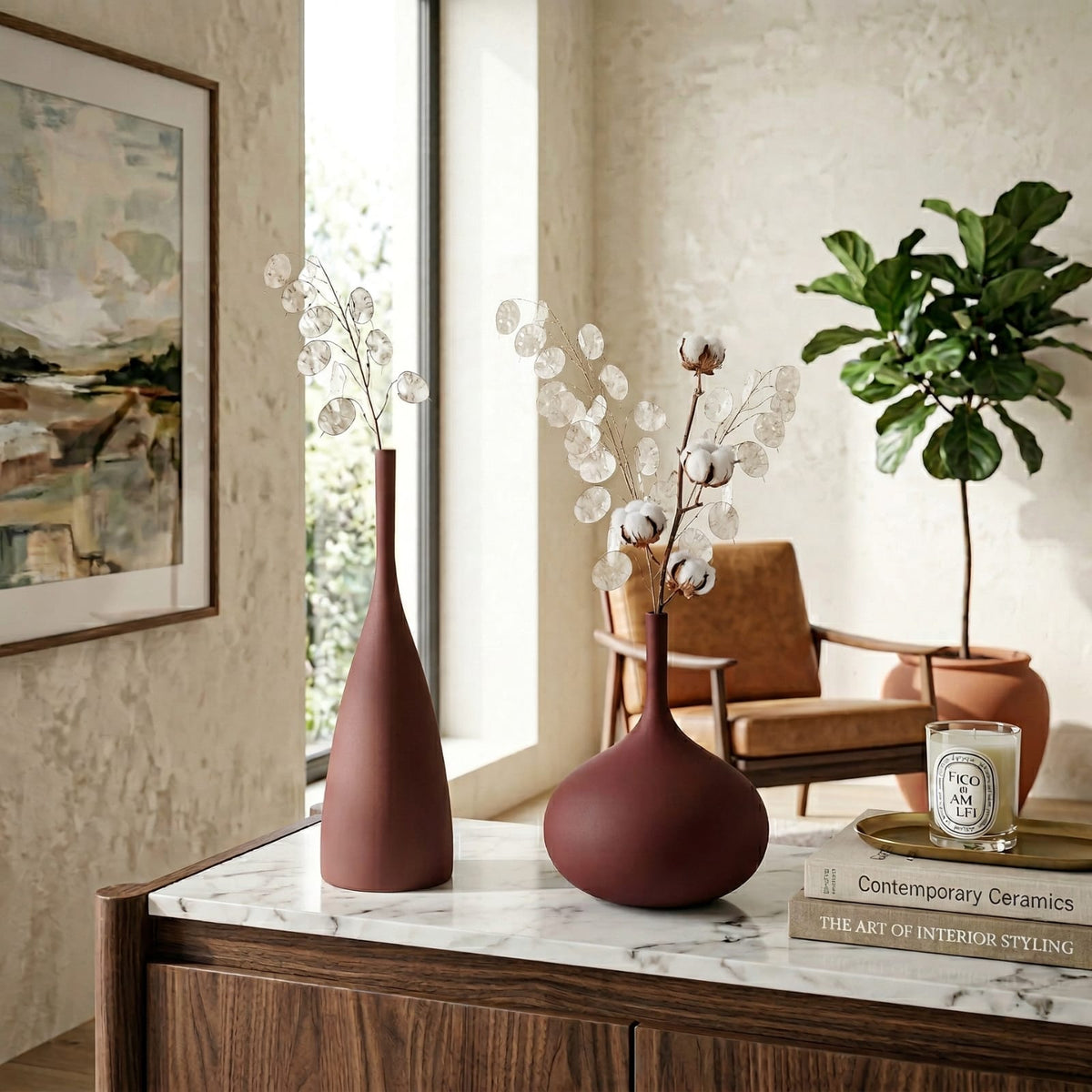 Vase en céramique design Morandi