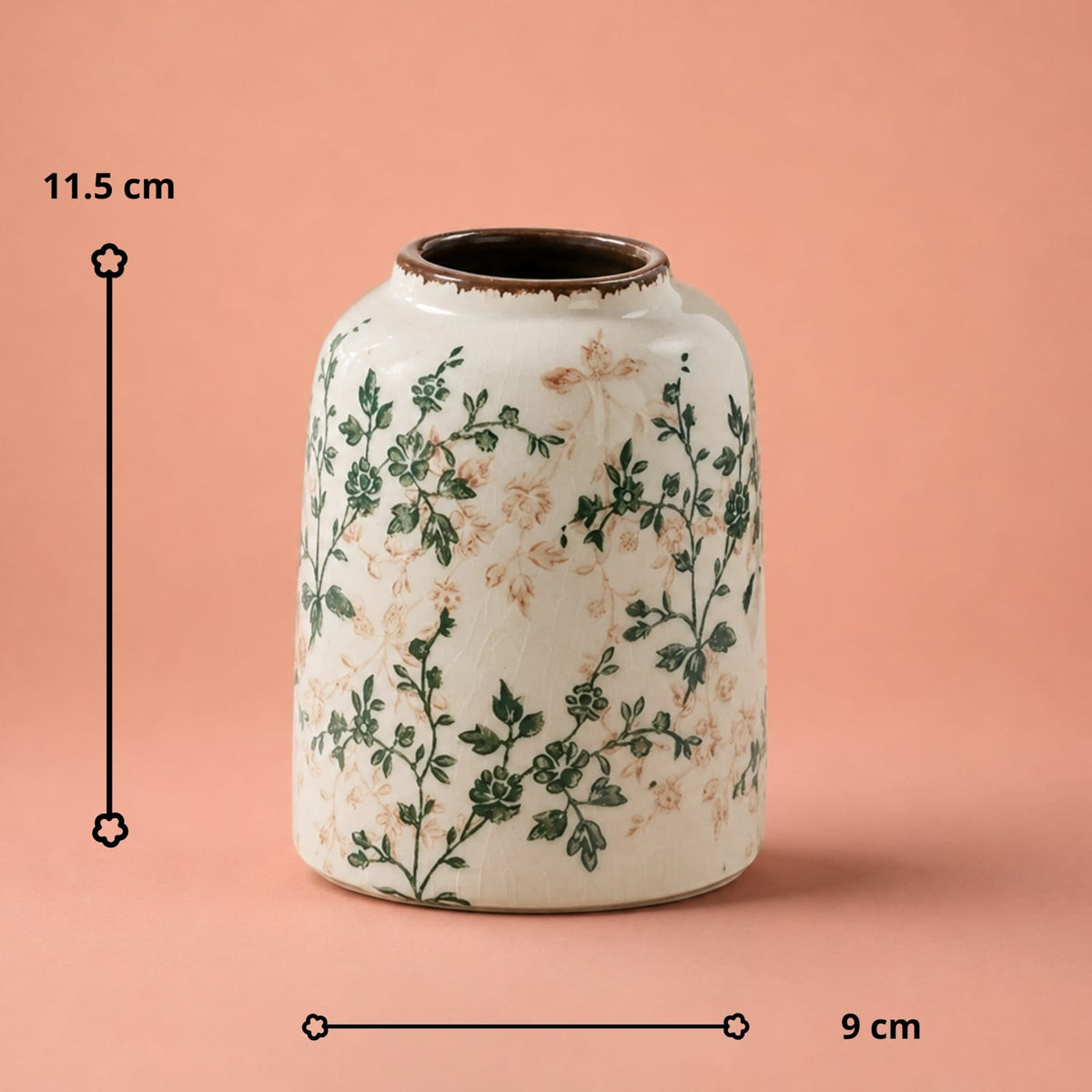 Vase en céramique dessin à fleurs | Vase floral vintage
