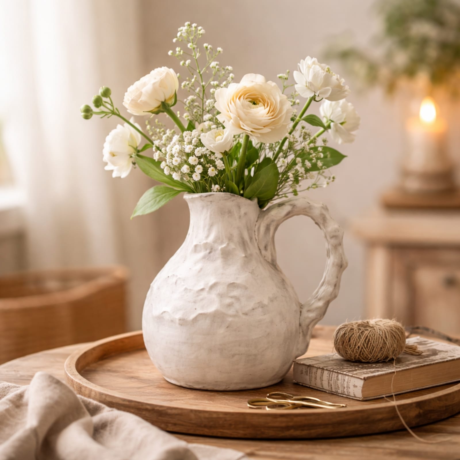 Vase en céramique vintage avec anse | Décoration bohème Image