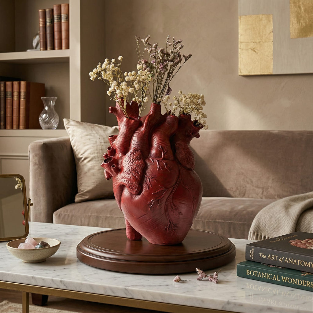 Vase en forme de coeur humain en résine