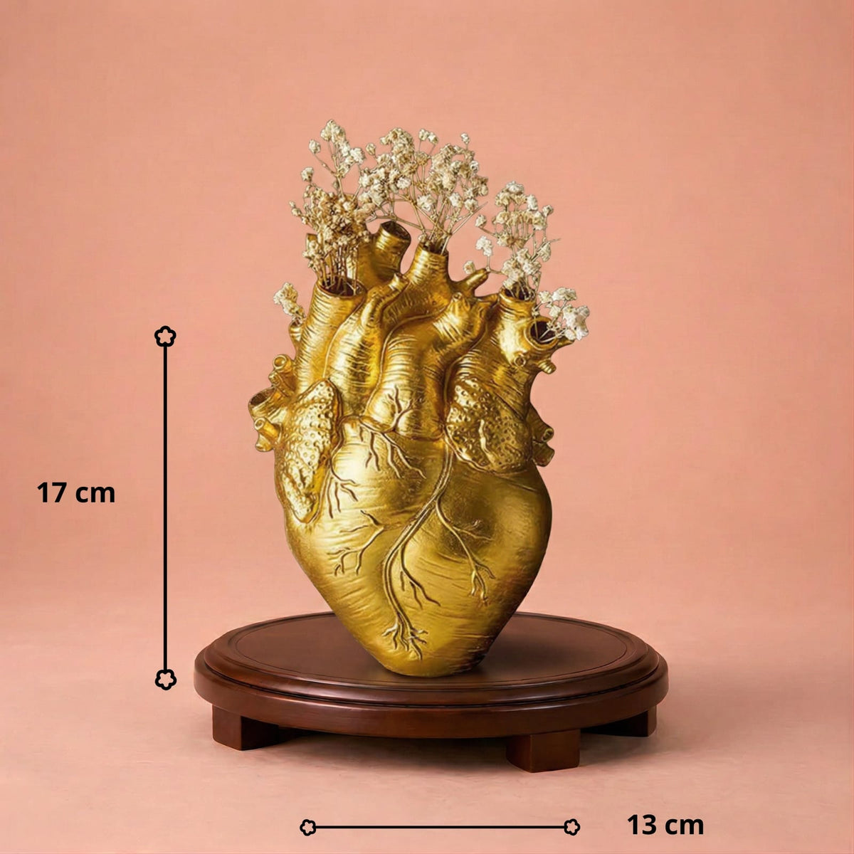 Vase en forme de coeur humain en résine