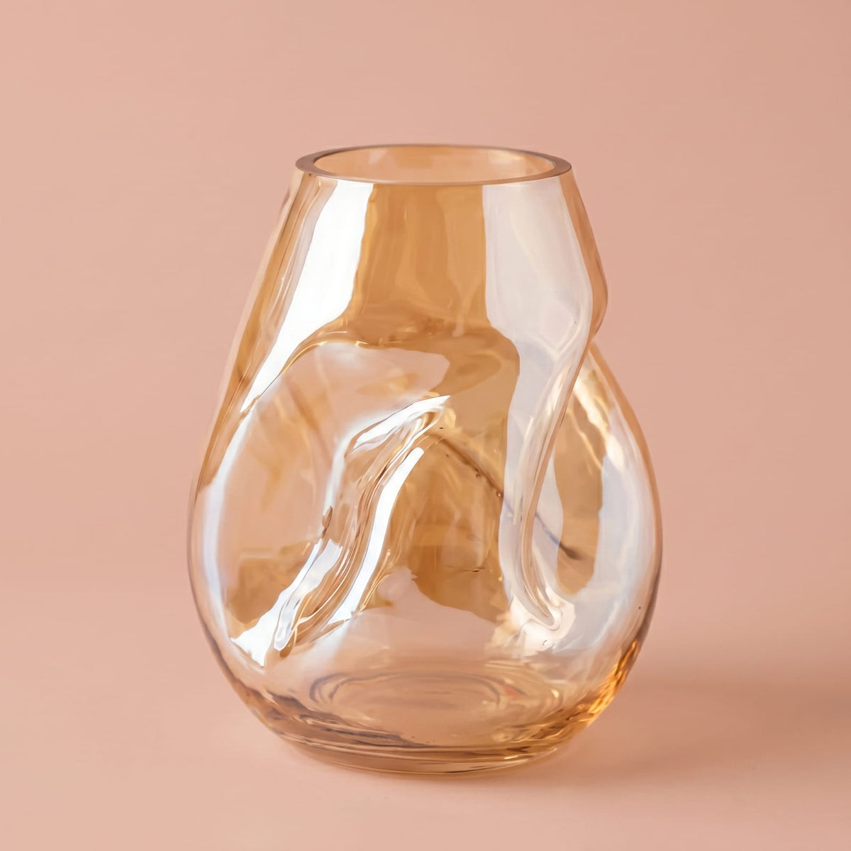 Vase en vitrail original transparent ambre