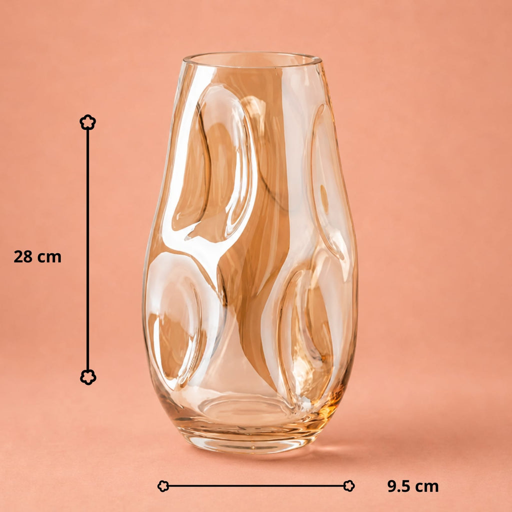 Vase en vitrail original transparent ambre