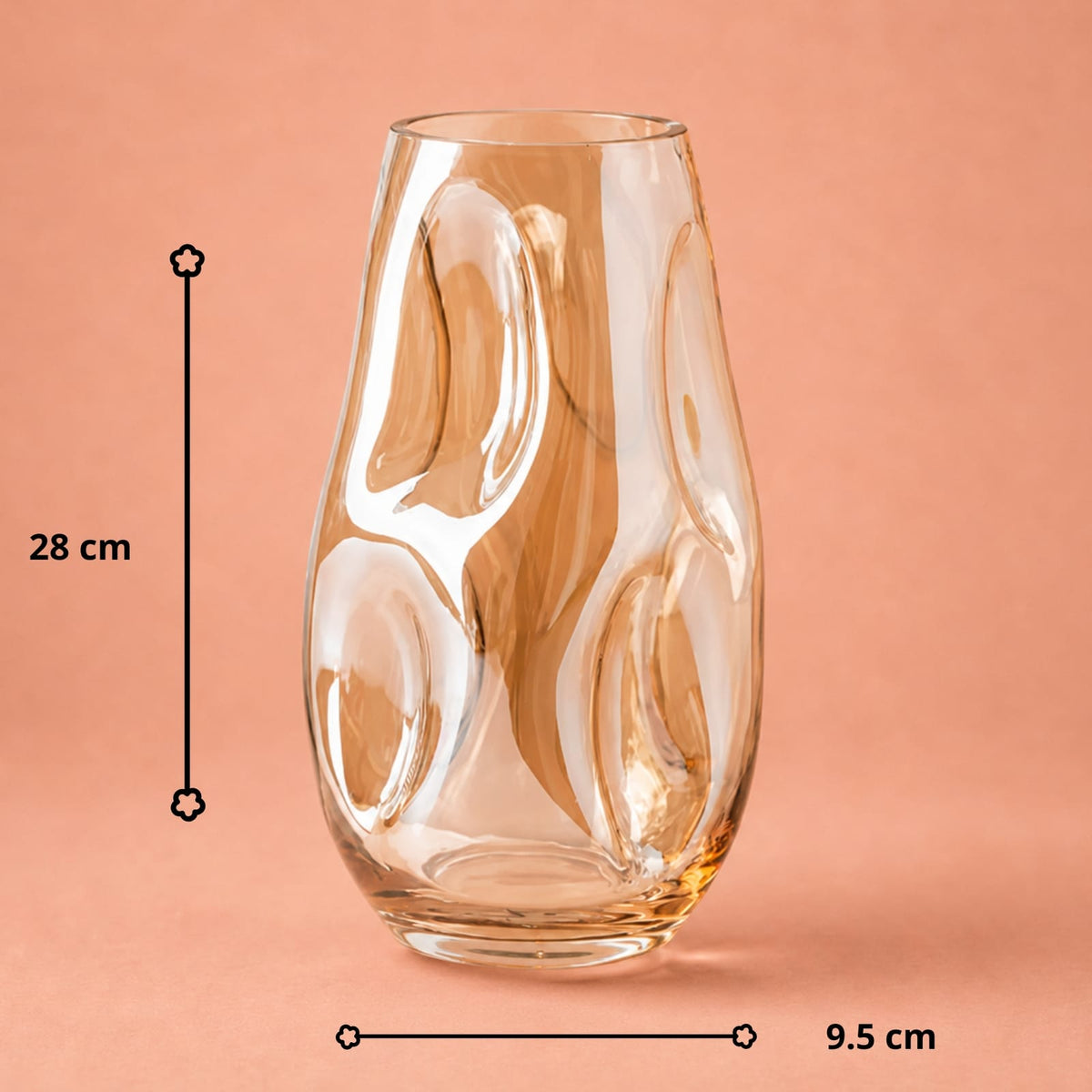 Vase en vitrail original transparent ambre