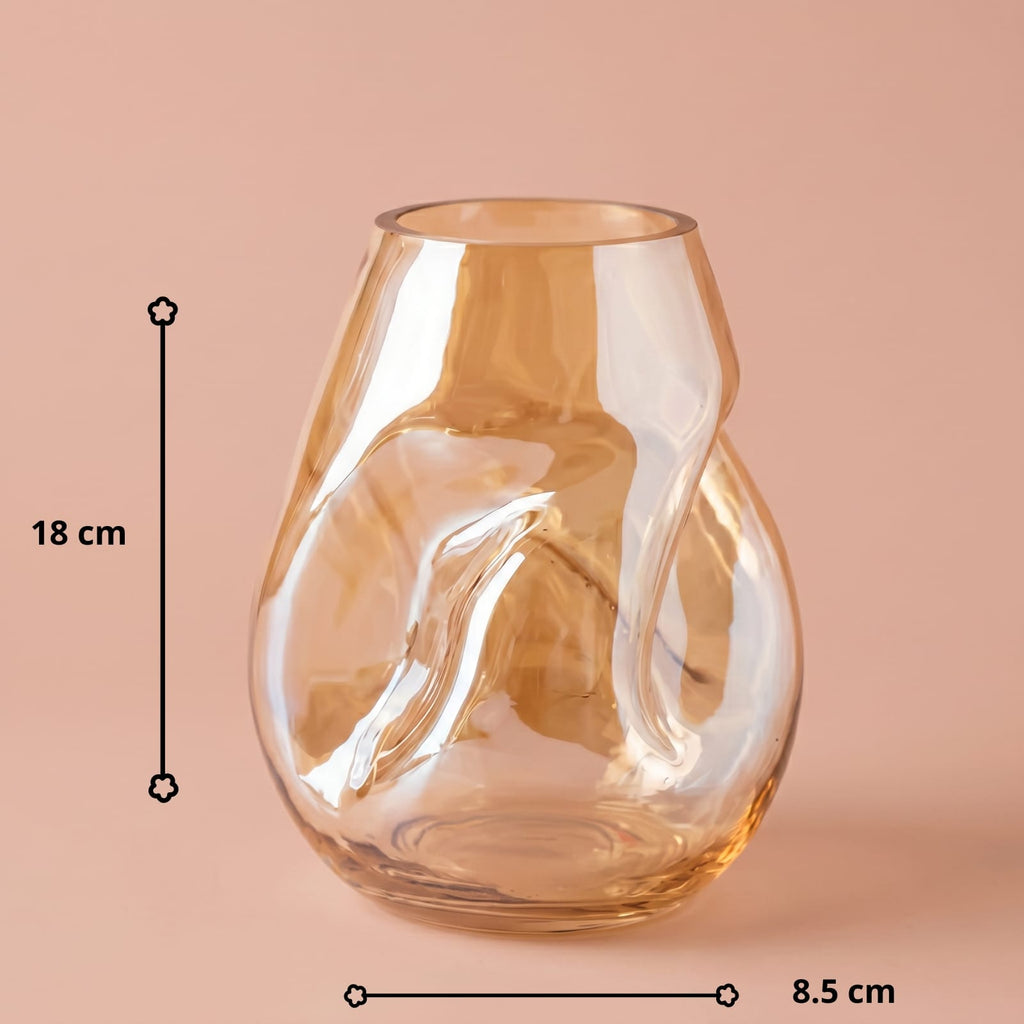 Vase en vitrail original transparent ambre