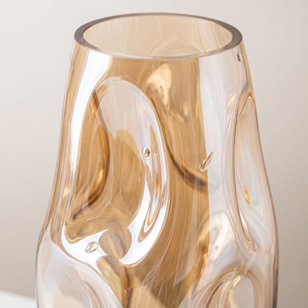 Vase en vitrail original transparent ambre
