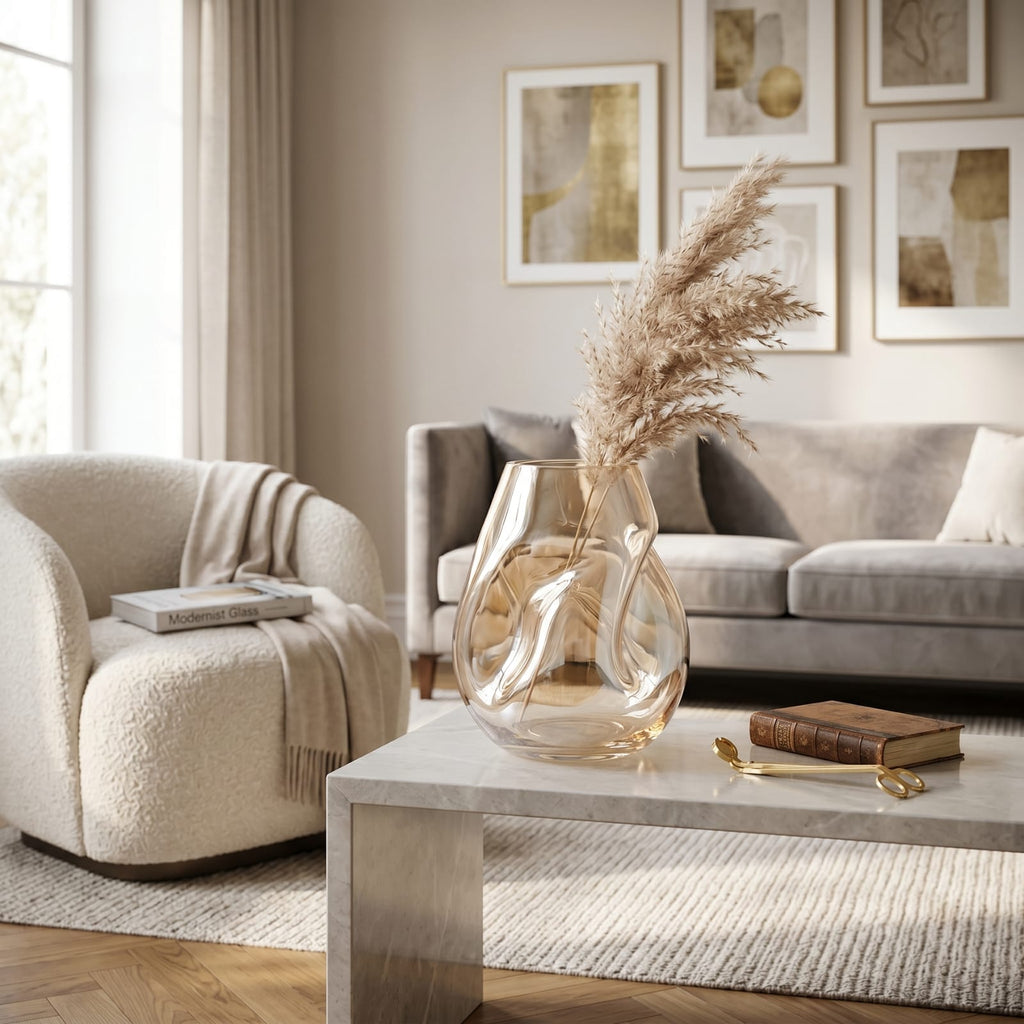 Vase en vitrail original transparent ambre