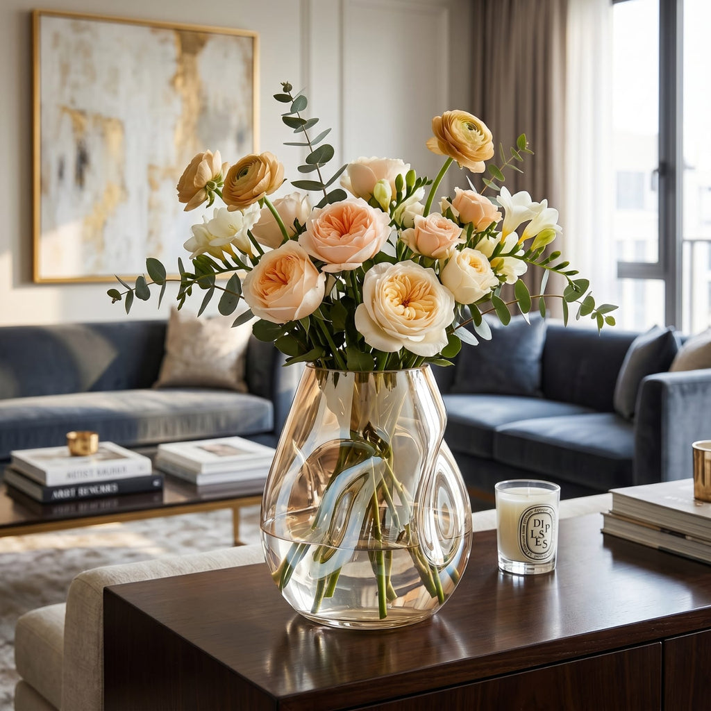 Vase en vitrail original transparent ambre