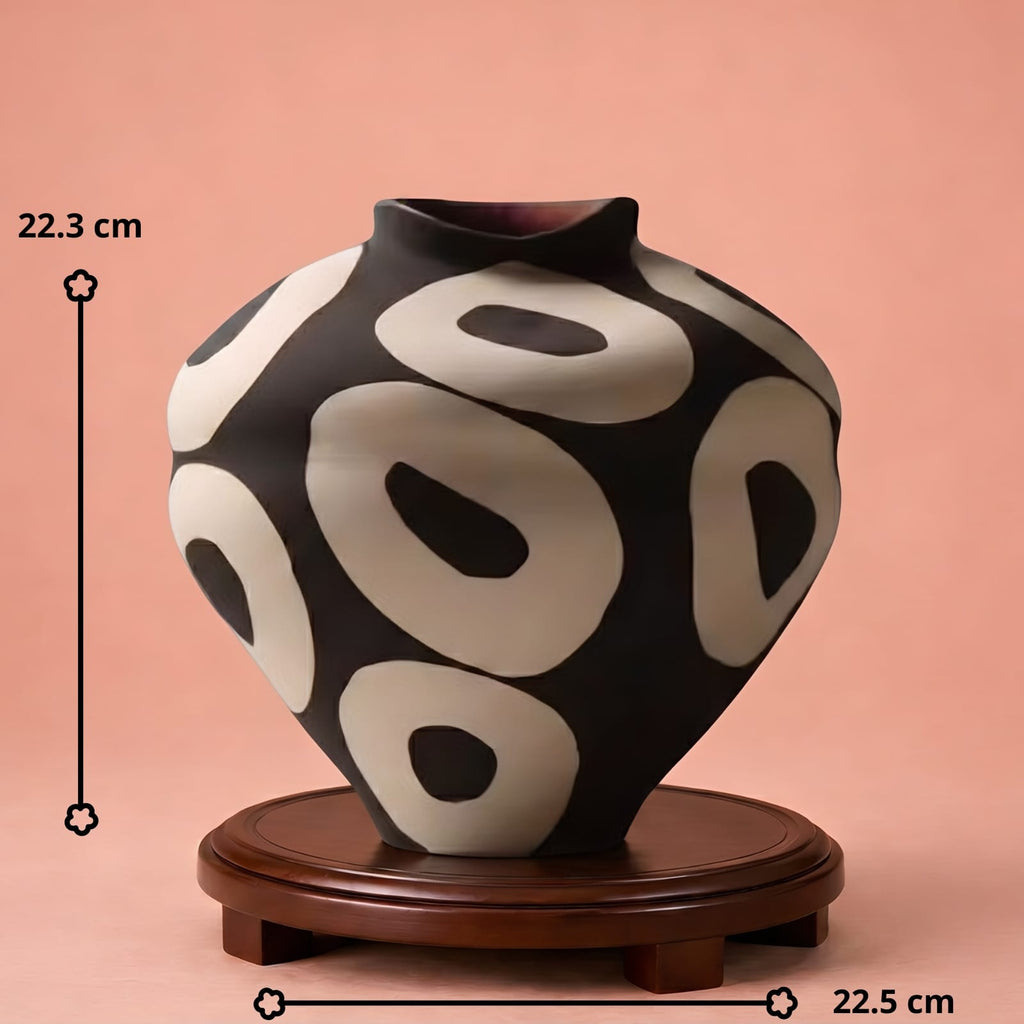 Vase Géométrique en Céramique à Cercles Peints