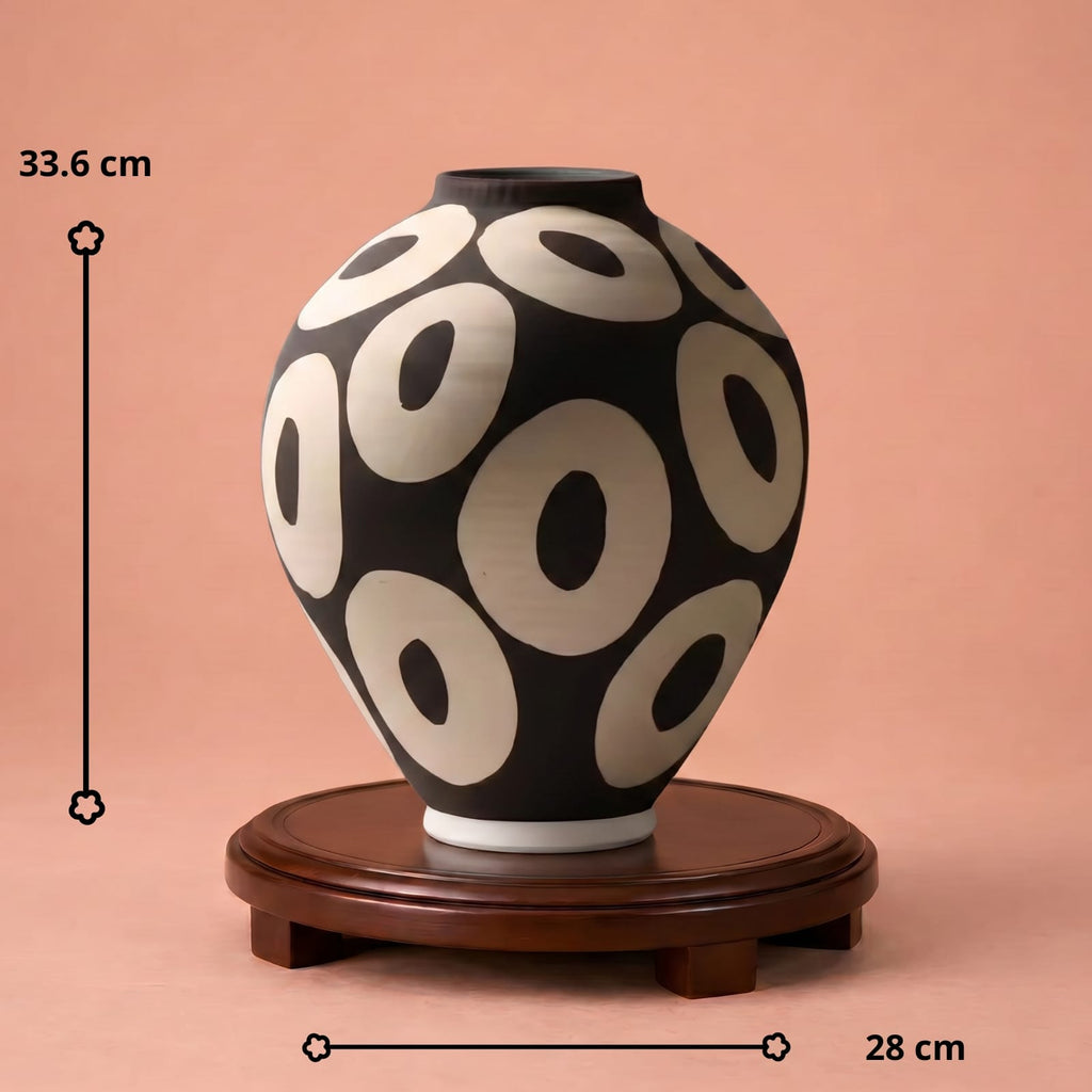 Vase Géométrique en Céramique à Cercles Peints