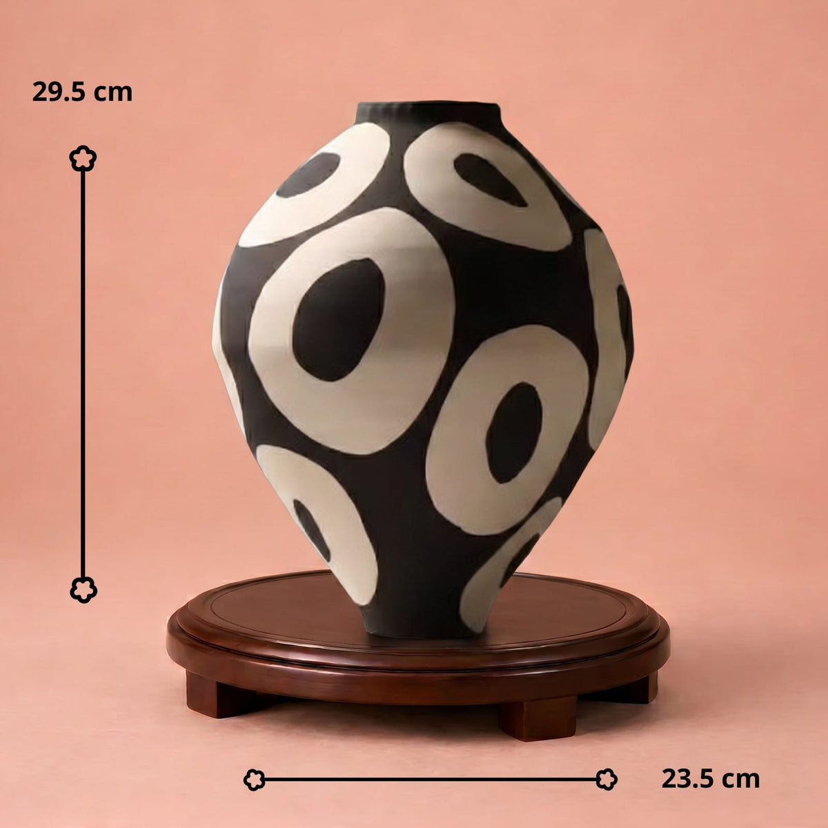 Vase Géométrique en Céramique à Cercles Peints
