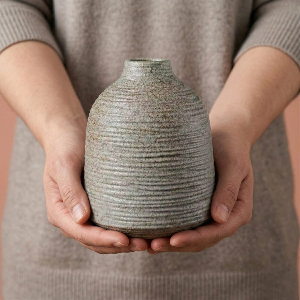Vase japonais wabi-sabi en terre cuite