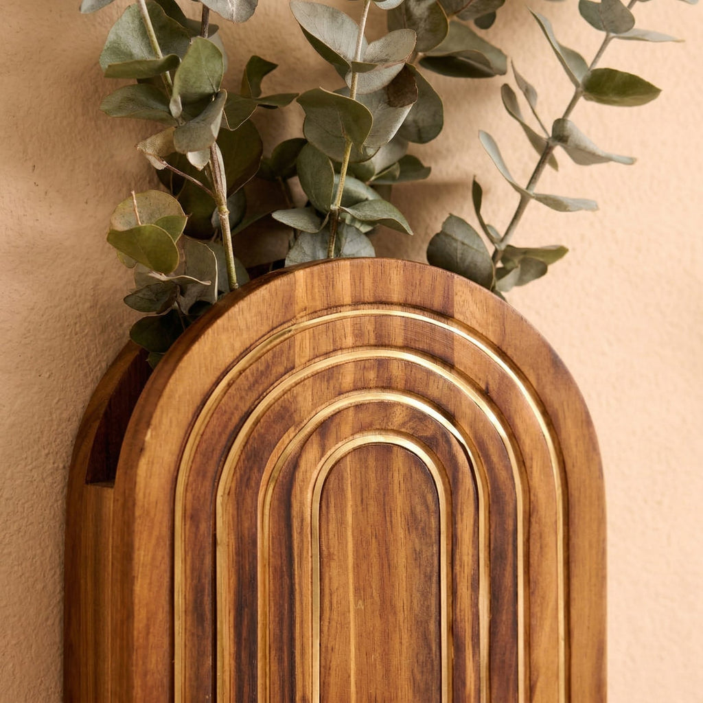 Vase mural bohème en bois (à l'unité)