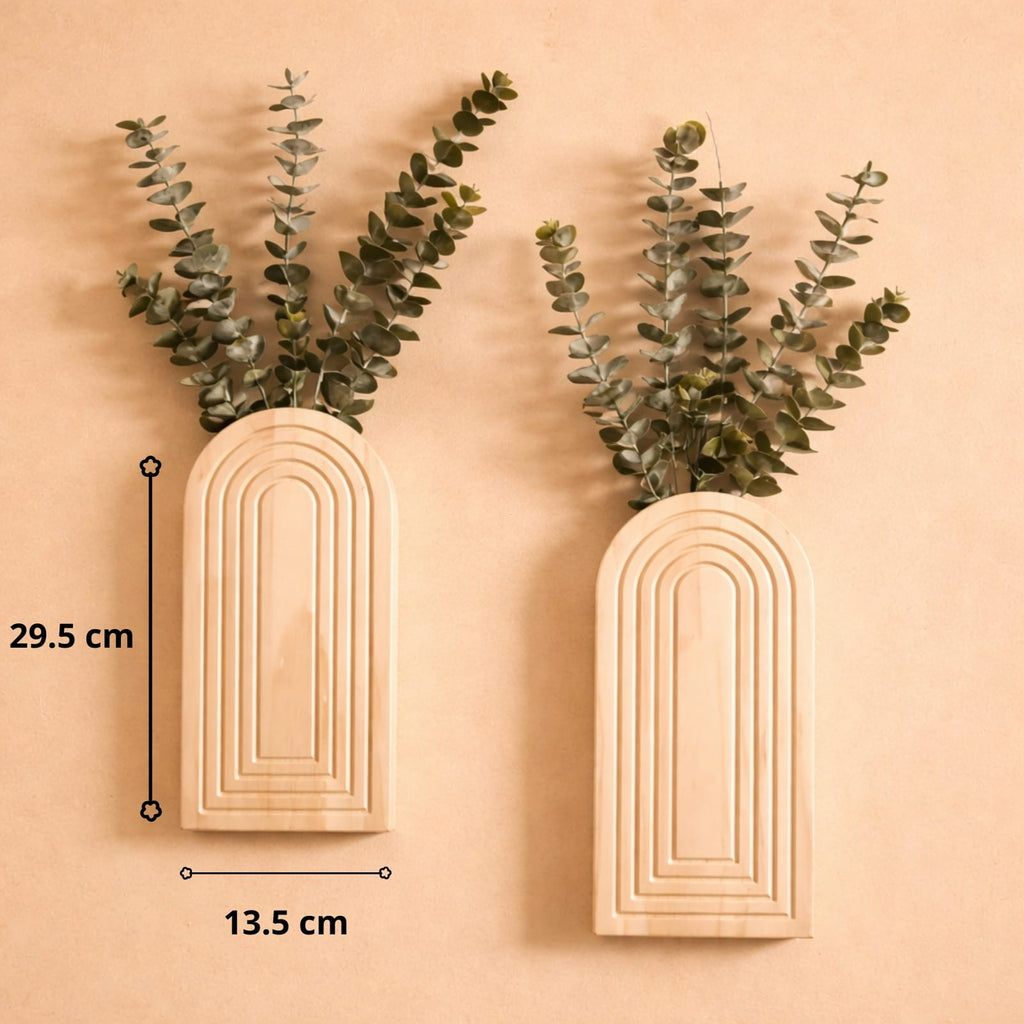 Vase mural bohème en bois (à l'unité)