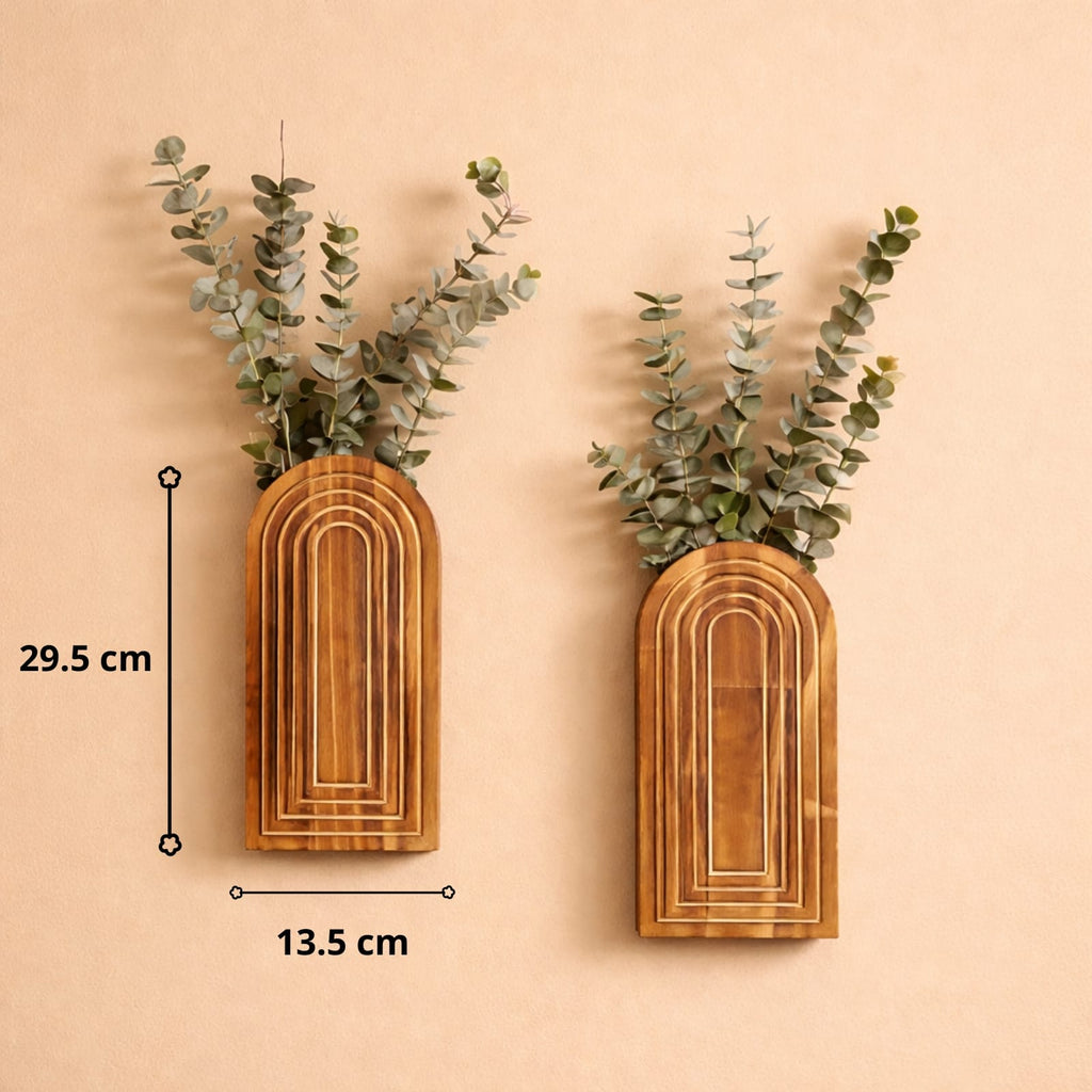 Vase mural bohème en bois (à l'unité)