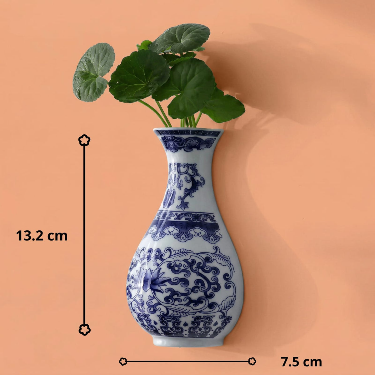 Vase mural chinois bleu et blanc en céramique