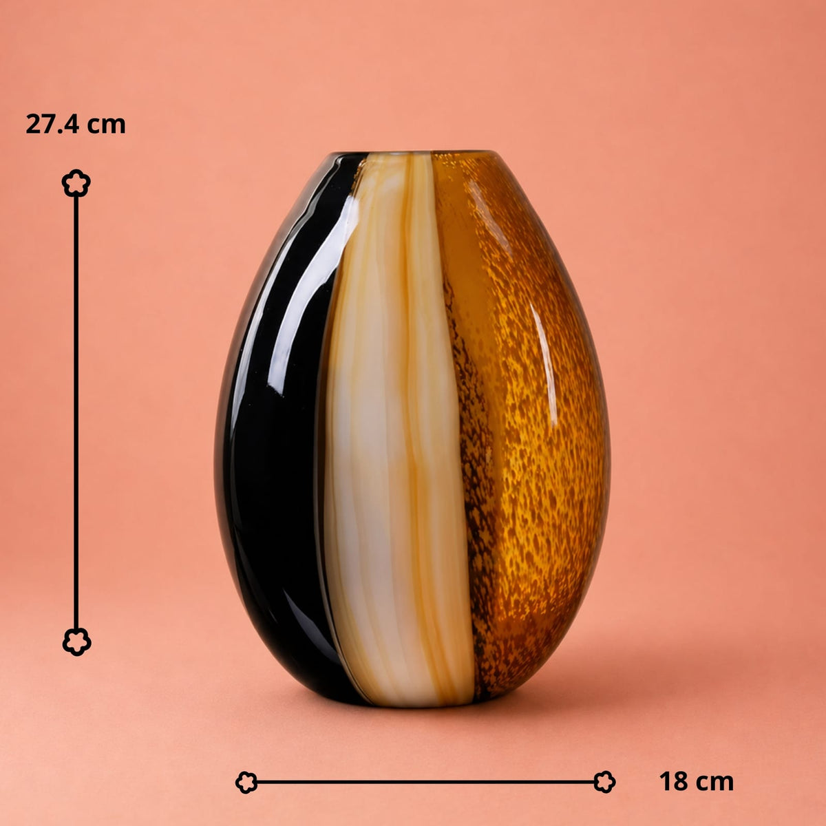 Vase Noir et Doré en Verre | La Galerie du Vase