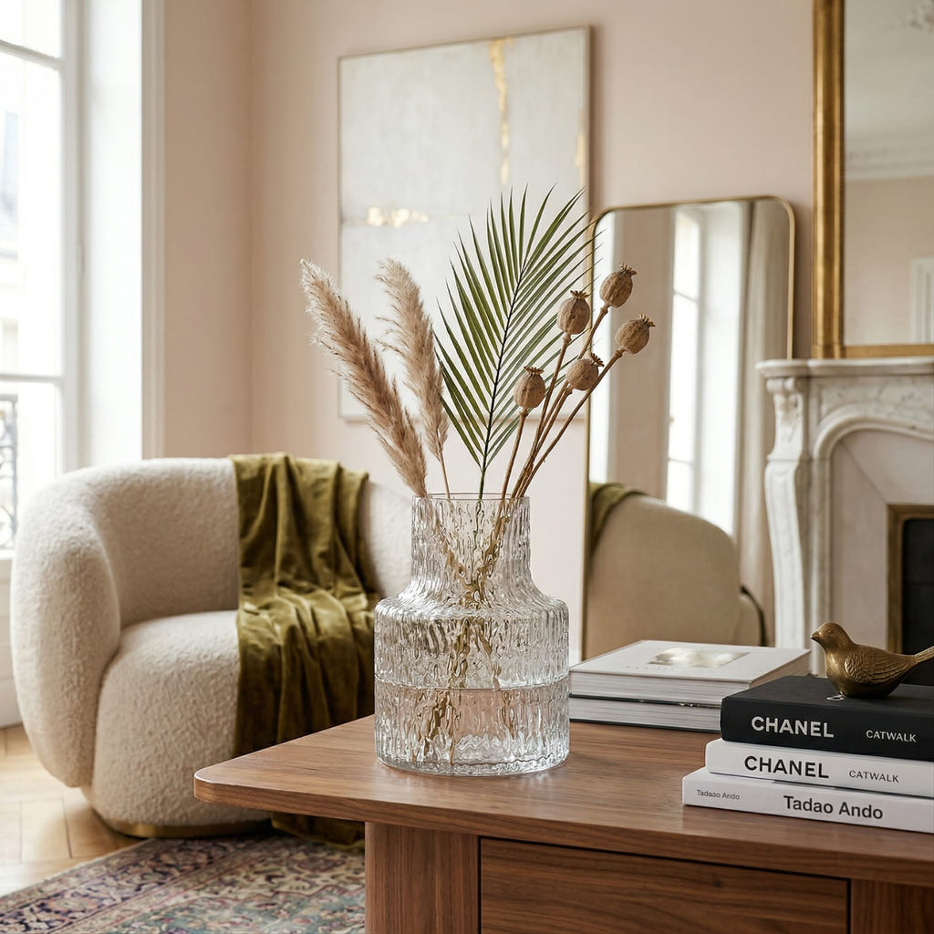 Vase original transparent en verre