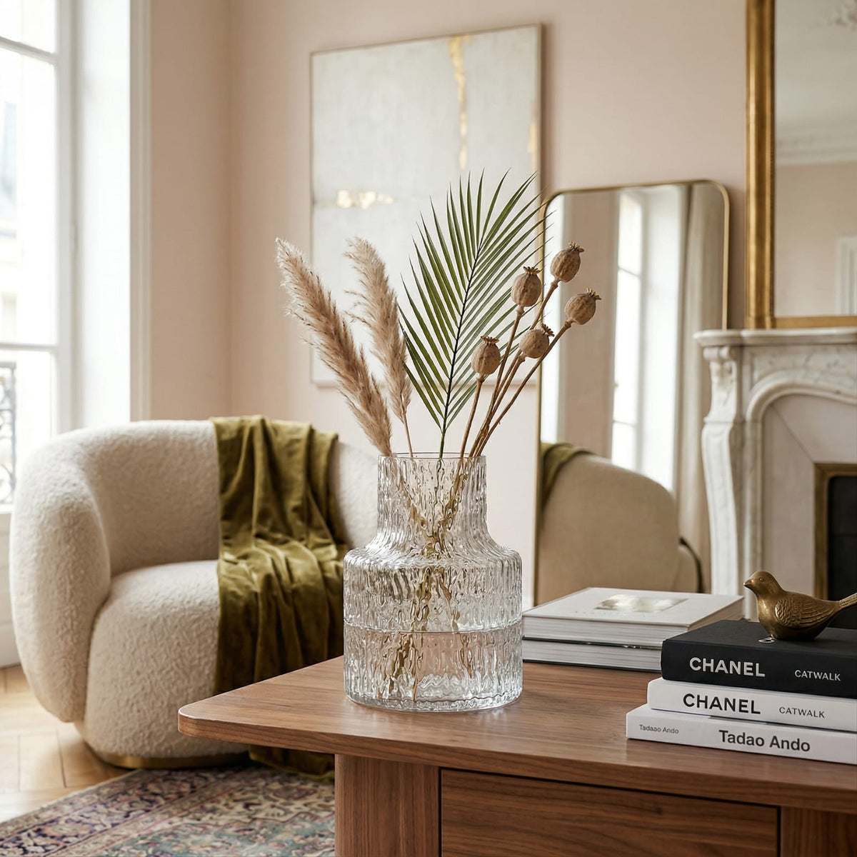 Vase original transparent en verre