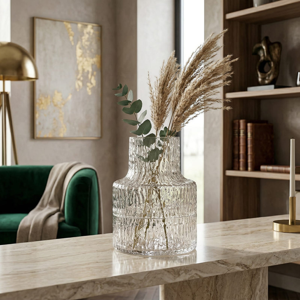Vase original transparent en verre