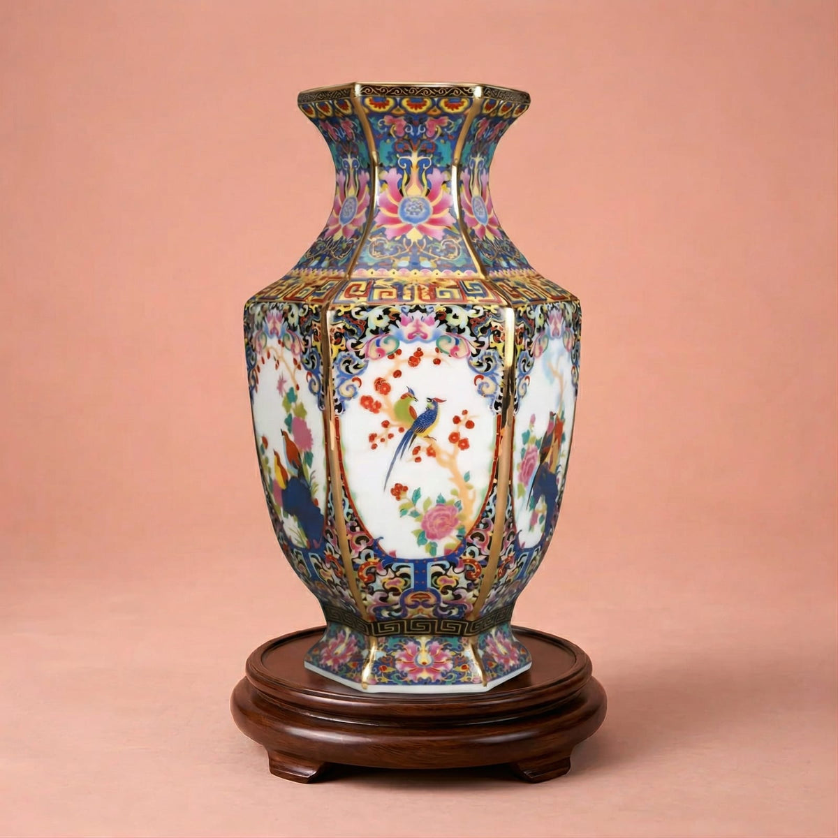 Vase rare chinois en porcelaine émaillée