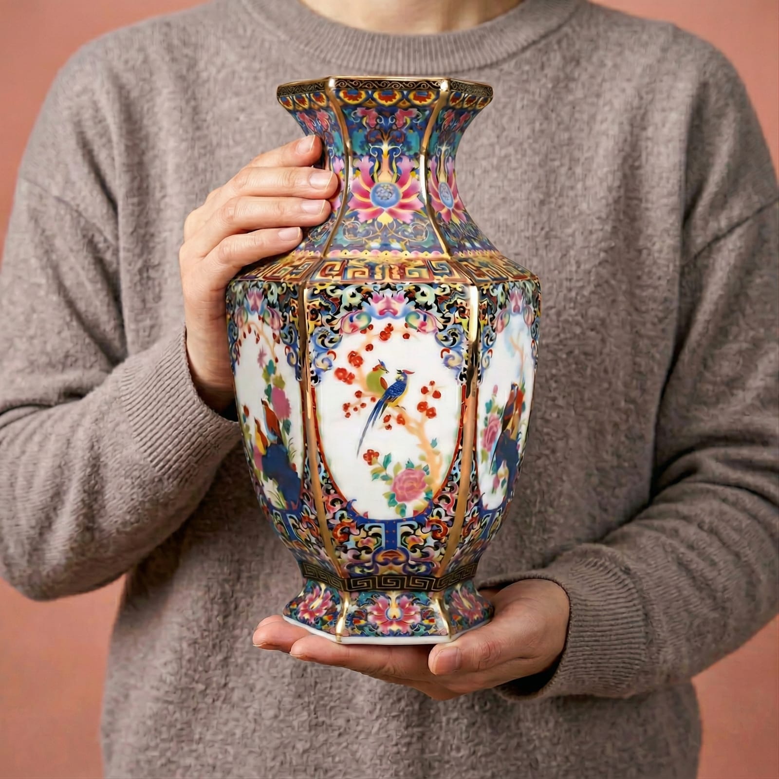 Vase rare chinois en porcelaine émaillée Image