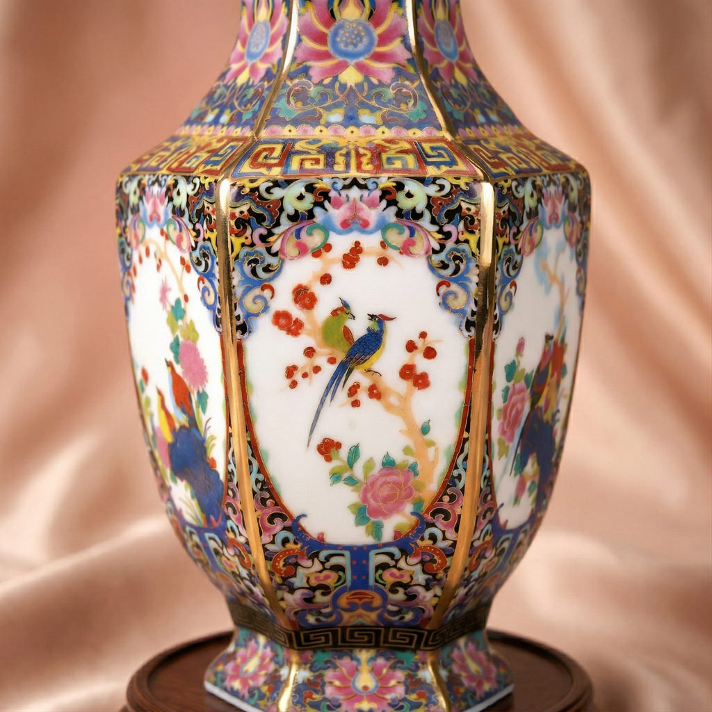 Vase rare chinois en porcelaine émaillée