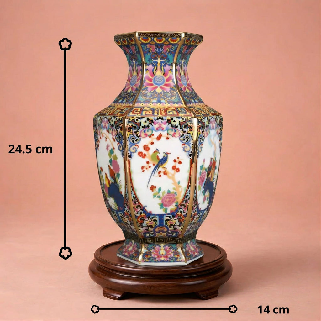 Vase rare chinois en porcelaine émaillée
