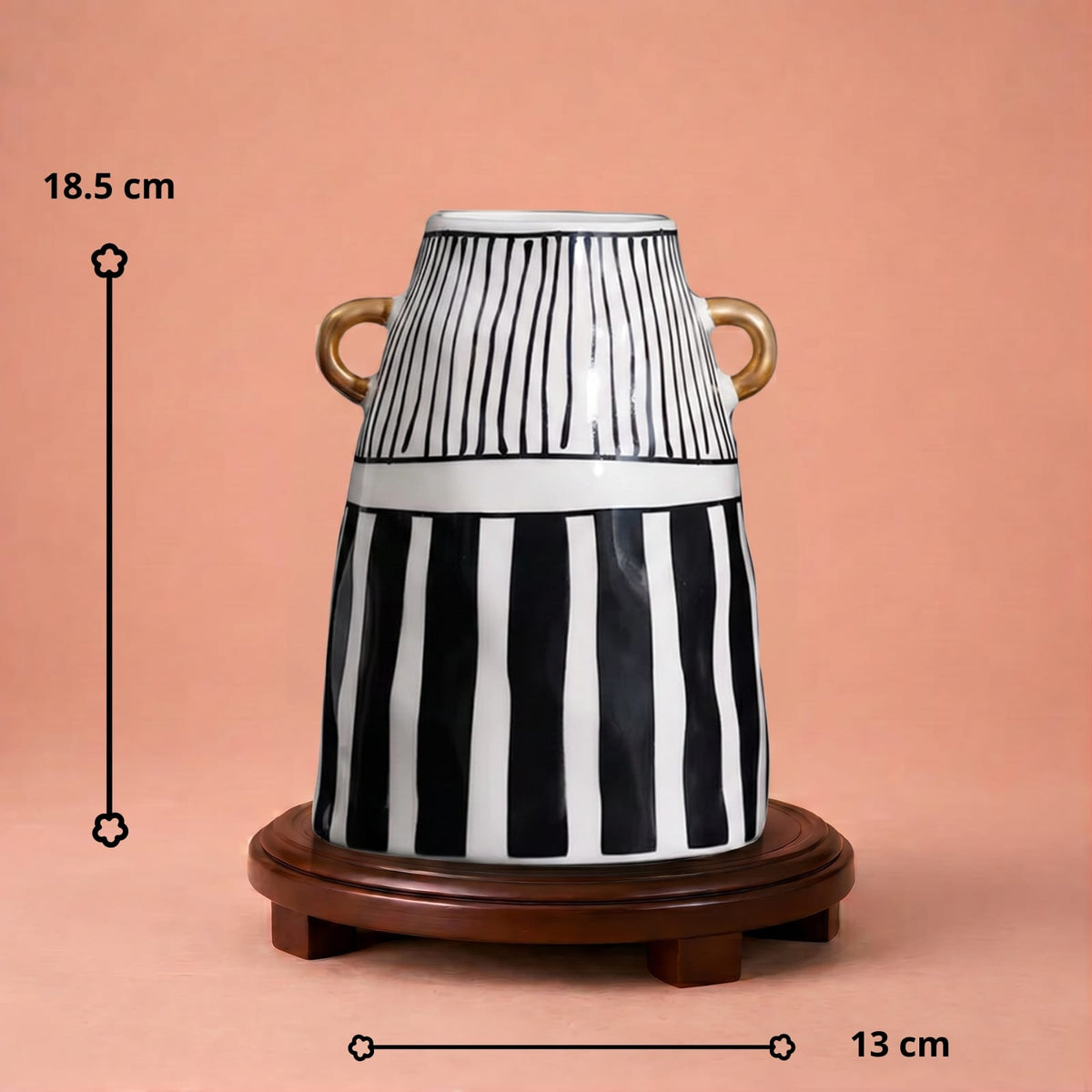 Vase Rayé Noir et Blanc en Céramique