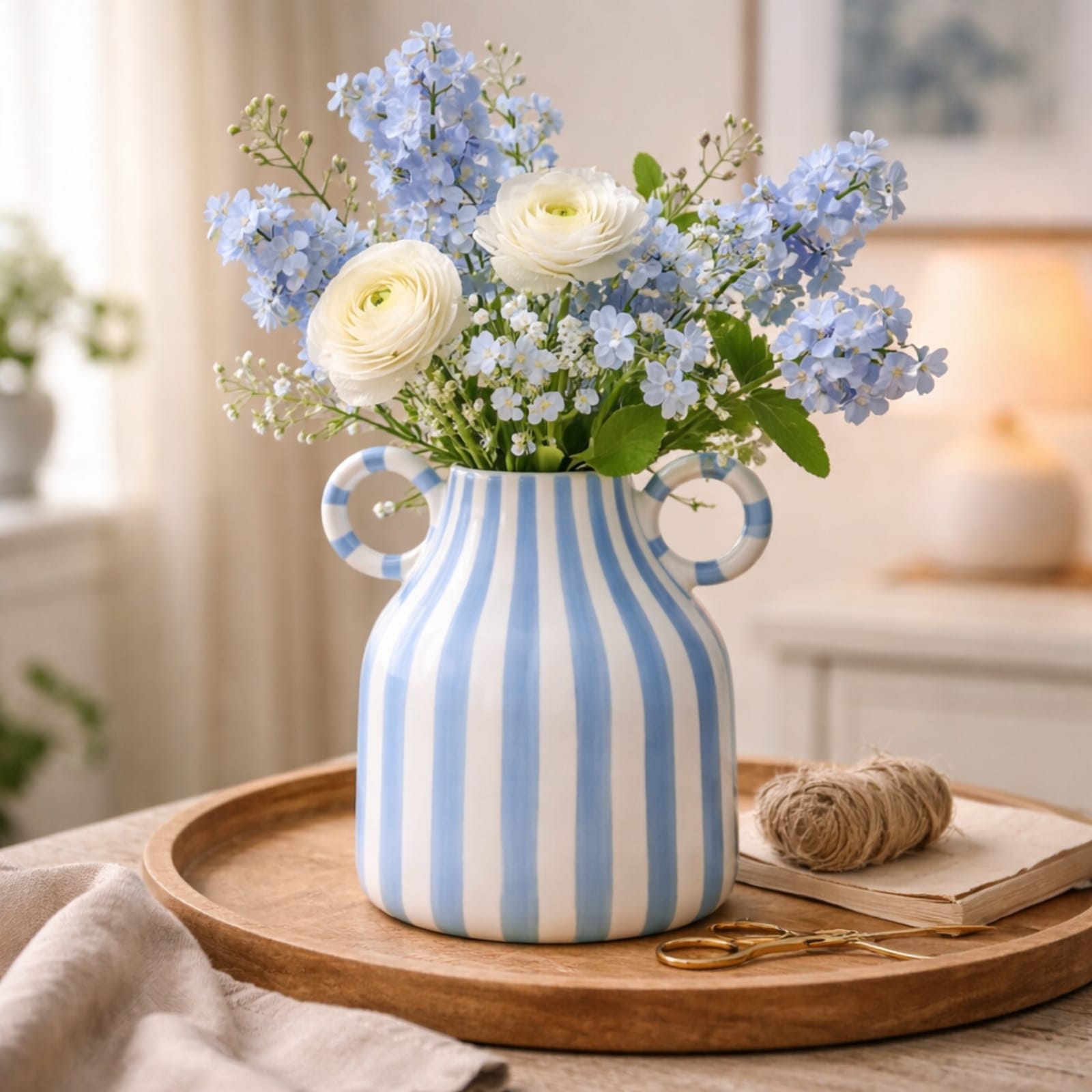 Vase rayé noir et blanc​ | Vase décoratif moderne Image