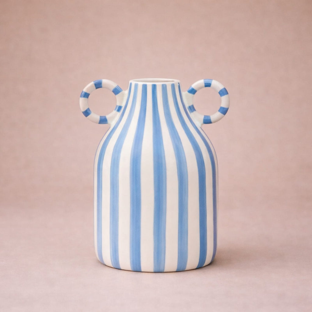 Vase rayé noir et blanc​ | Vase décoratif moderne