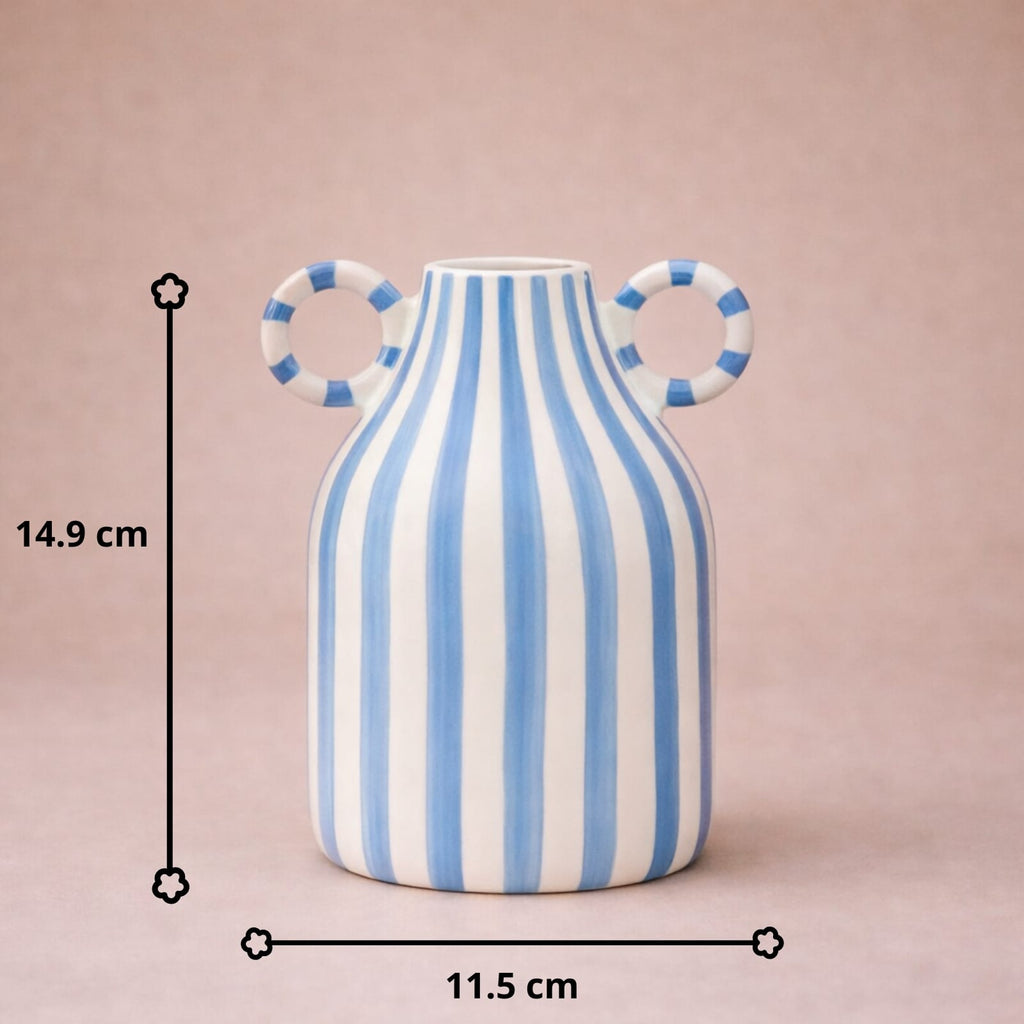 Vase rayé noir et blanc​ | Vase décoratif moderne