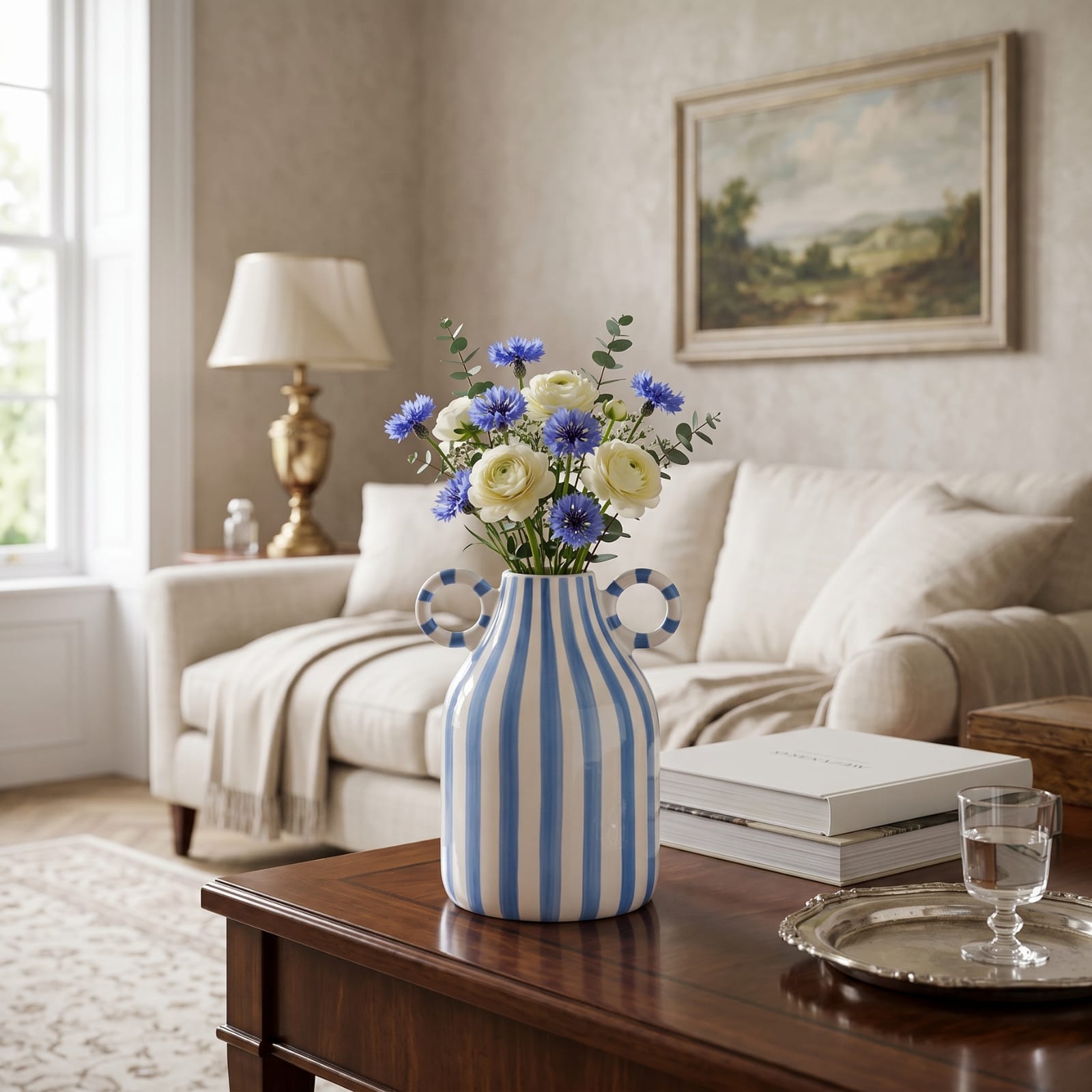 Vase rayé noir et blanc​ | Vase décoratif moderne Image