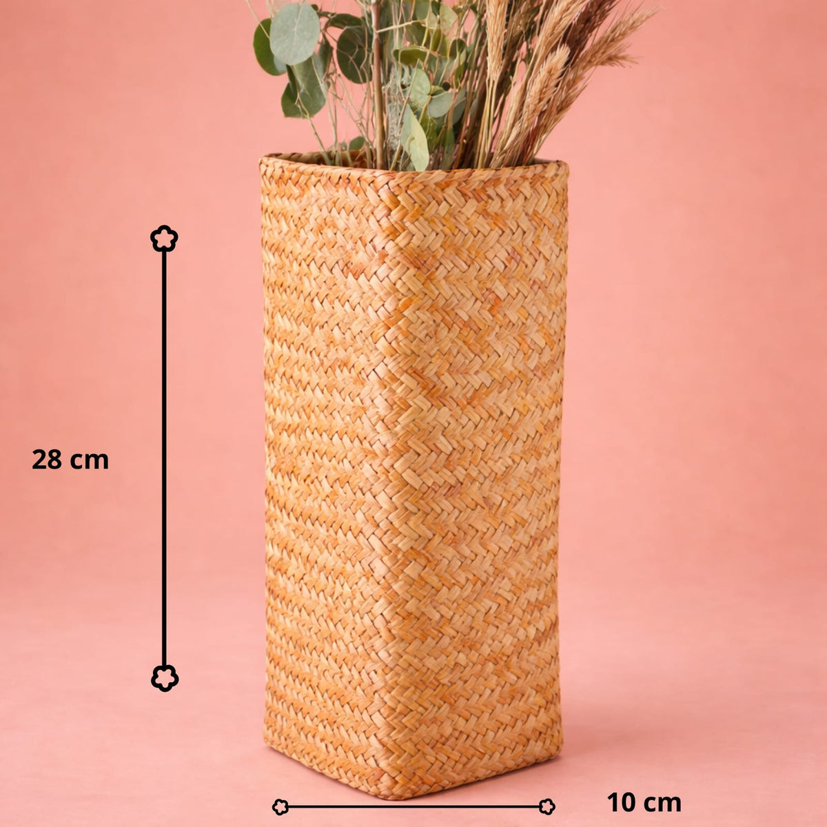 Vase tressé à la main en rotin