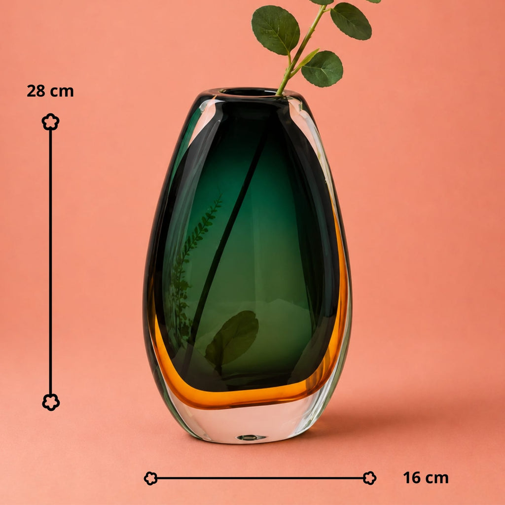 Vase Vert et Ambre en Verre Dégradé | La Galerie du Vase