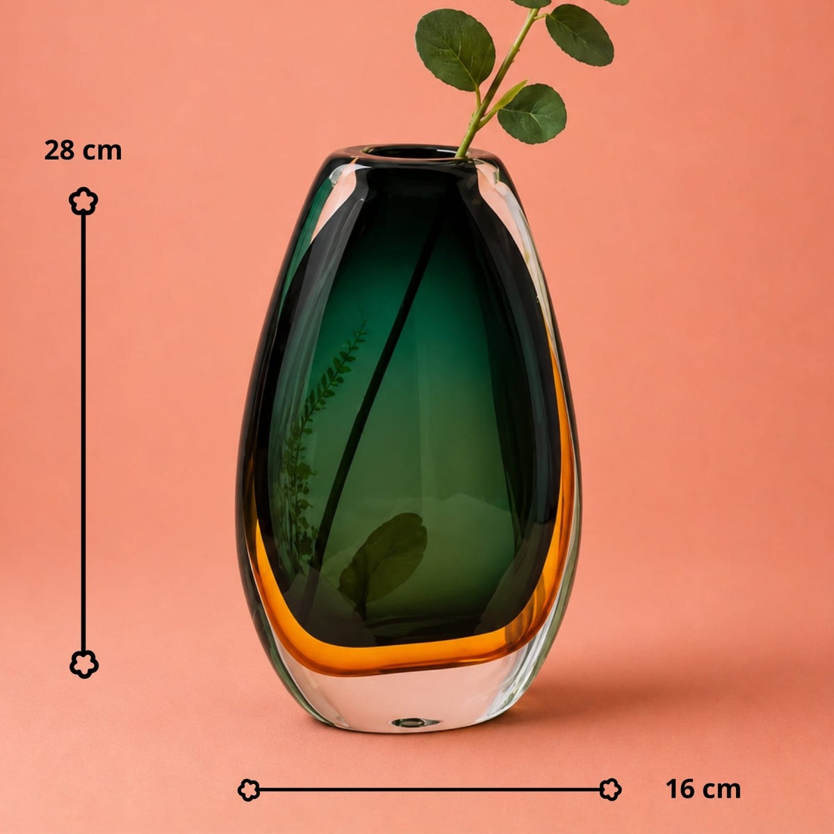 Vase Vert et Ambre en Verre Dégradé | La Galerie du Vase