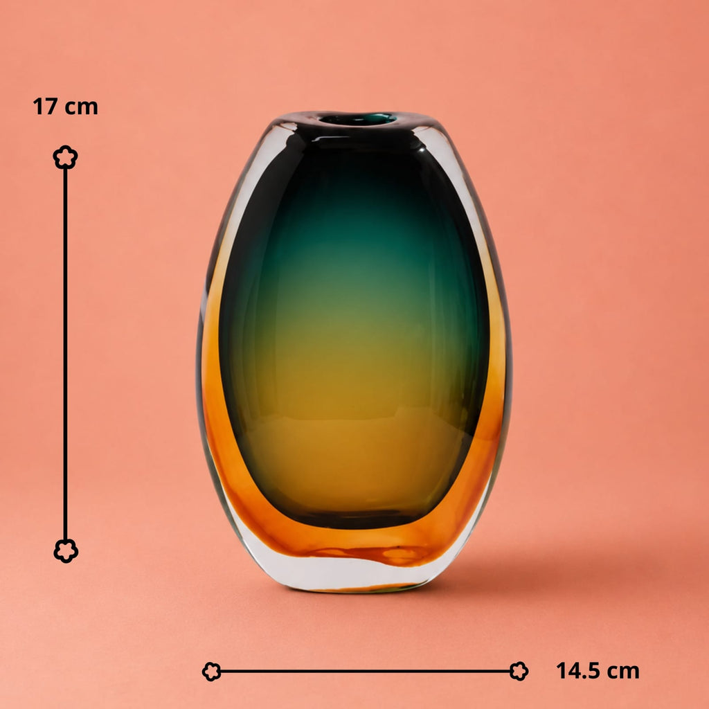 Vase Vert et Ambre en Verre Dégradé | La Galerie du Vase