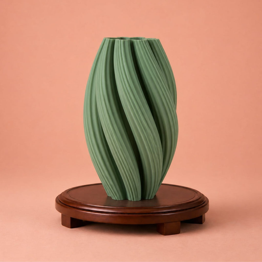 Vase Vert Wabi-Sabi Ondulé | La Galerie du Vase